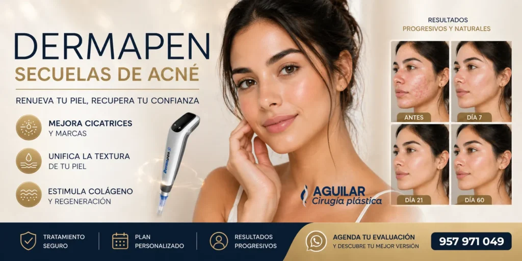 dermapen para secuelas de acné con mejora de manchas y cicatrices faciales