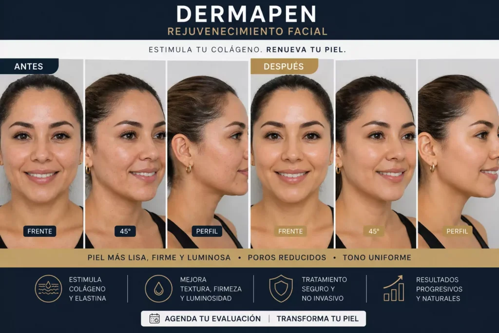 dermapen profesional para mejorar cicatrices de acné y textura de piel