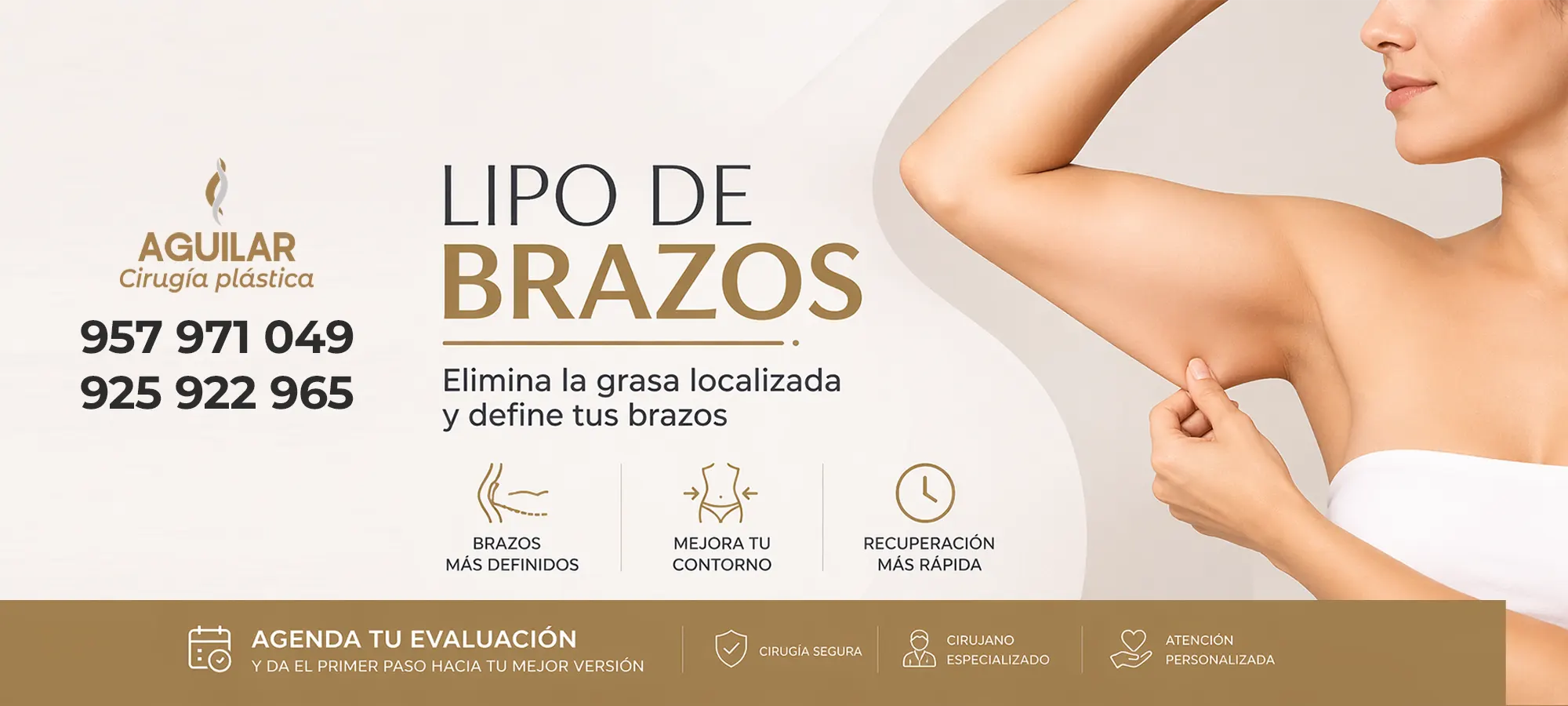 Liposucción de brazos premium en Aguilar Cirugía Plástica